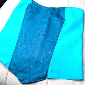 Handmade Corset GORGEOUS Teal w/ sheer & sparkle